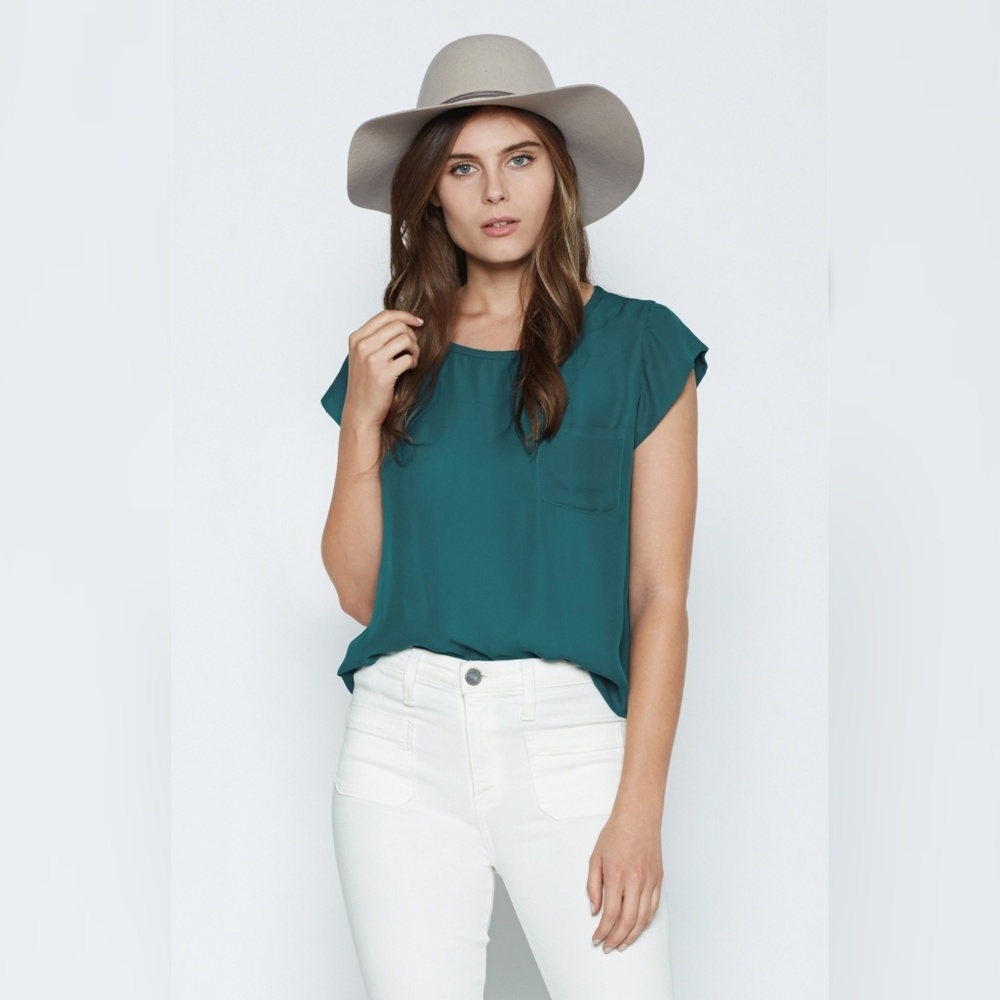 Vintage teal silk top - Picture 1 of 6